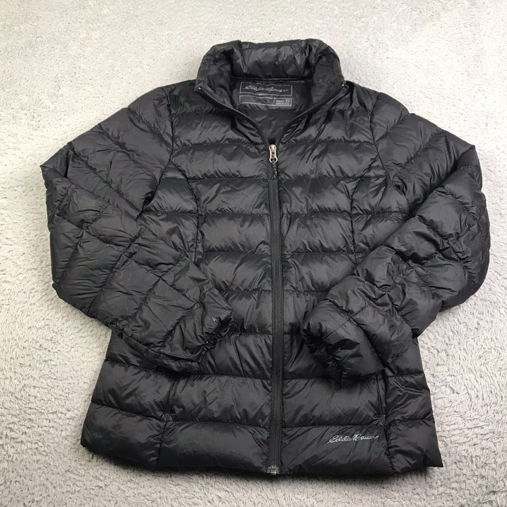 Eddie Bauer Jacket Womens XS Black EB650 Down Insulated Puffer Coat